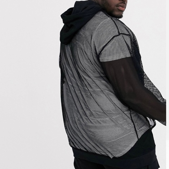 Men’s Oversized Zip Up Mesh Hoodie - Picture 3 of 5